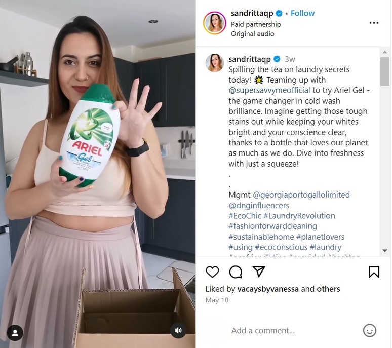 cold wash brilliance with Ariel Gel