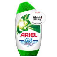 Ariel Gel which provides brrrilliant stain and odour removal