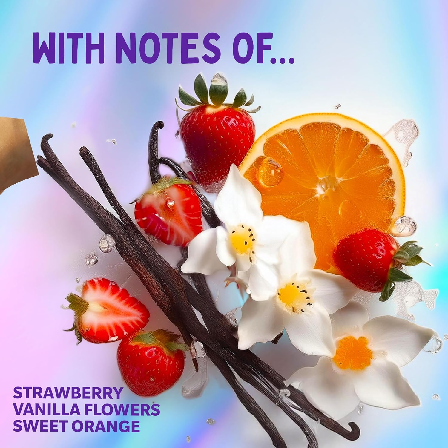 with notes of strawberry, vanilla flowers and sweet orange