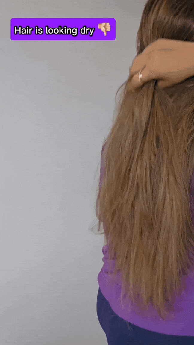 dull, dry hair shown before using serum