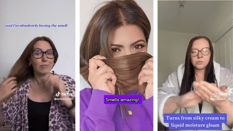 3 short videos of women with beautiful, moisturised, shiny hair