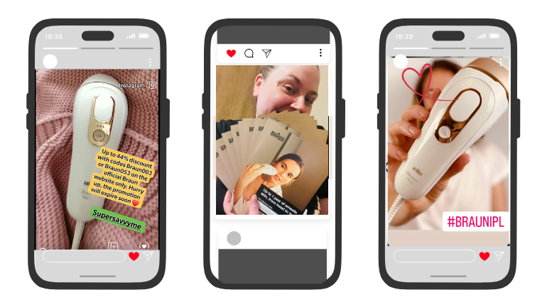 3 social posts on smart phone