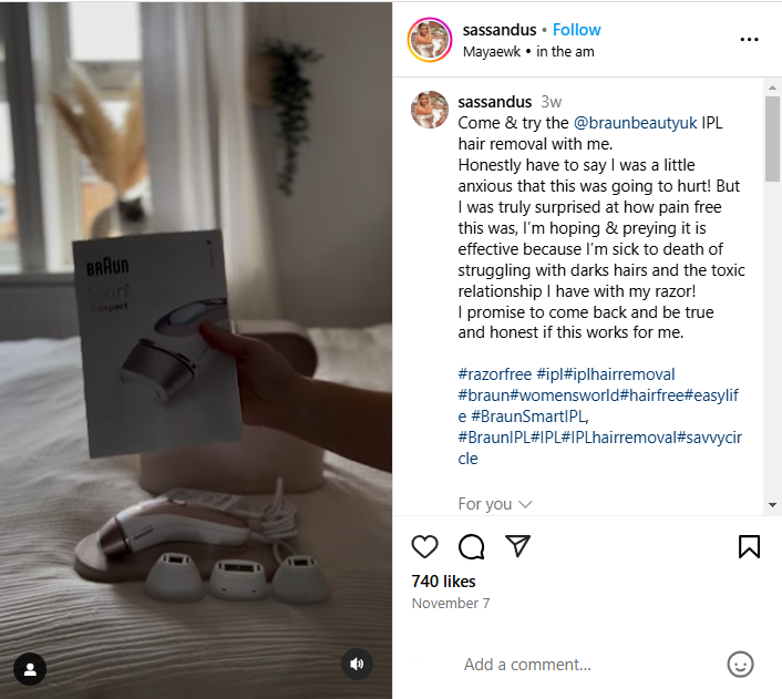 Screenshot of an Instagram reel