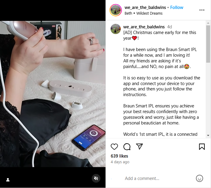 Screenshot of an instagram reel