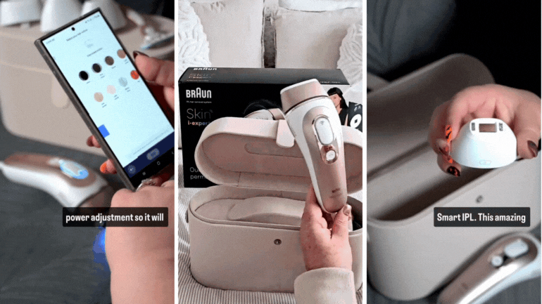 Video montage showing the Braun IPL App, the device and the heads