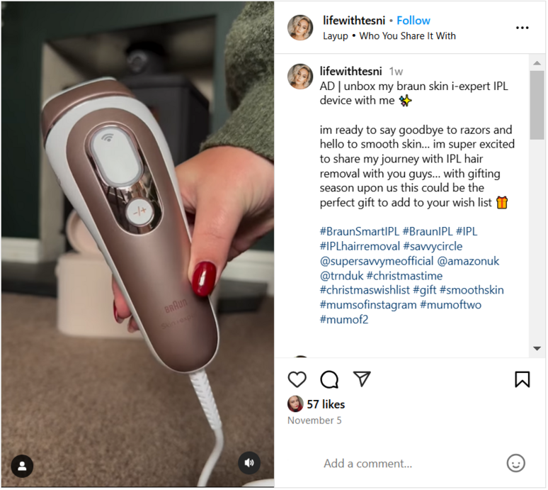 Screenshot of an Instagram post