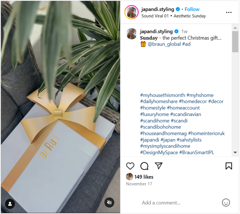 screenshot of japandi.styling reel