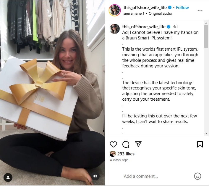 Screenshot of an Instagram reel