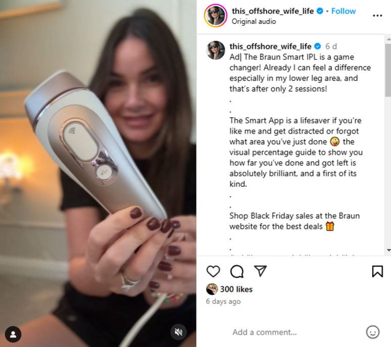 Woman holding Braun IPL