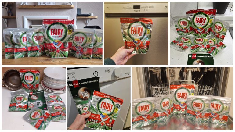 Photo collage of Fairy Platinum Plus packs