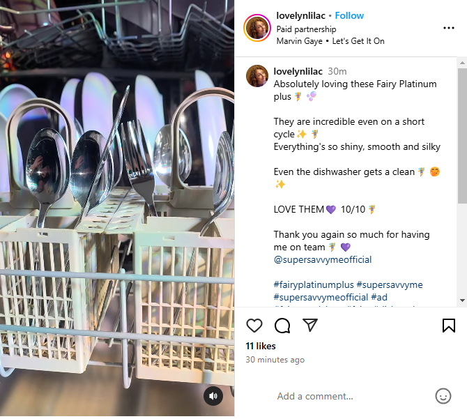 Screenshot of an Instagram reel