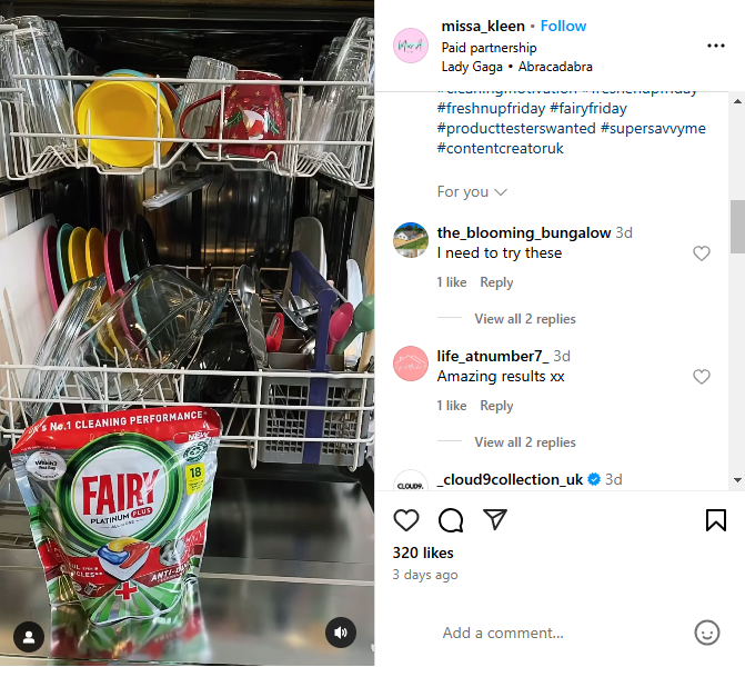 Screenshot of an Instagram reel