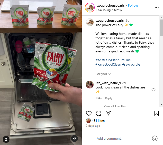 Screenshot of an Instagram reel