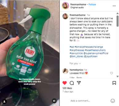 Fairy Skip The Soak Spray in action 