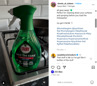 Fairy Skip The Soak spary in action 