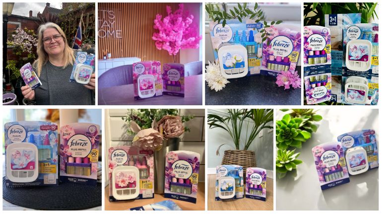 Photo collage of Febreze 3Volution Plug-In Air Freshener packs 