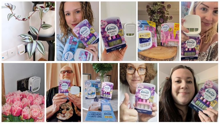 Photo collage of Febreze 3Volution Plug-In Air Freshener packs 
