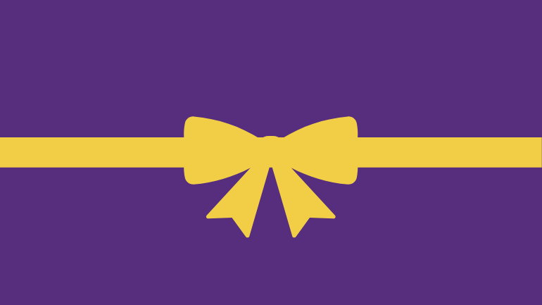 Purple background with yellow bow