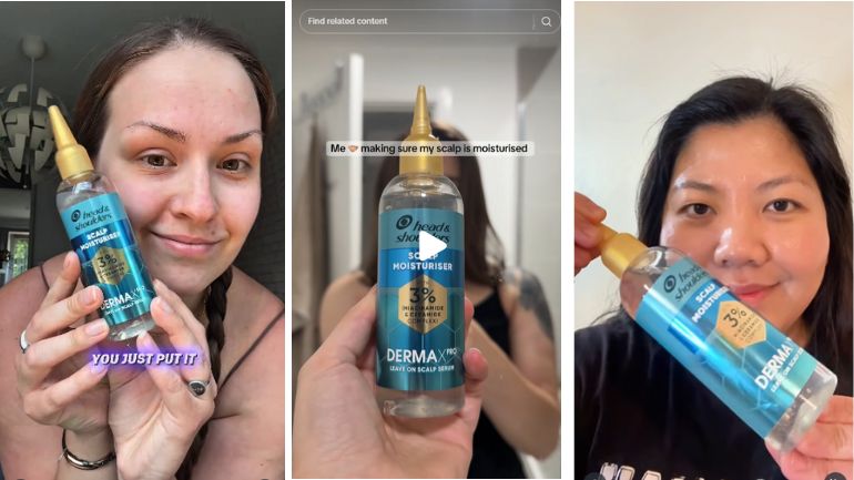 Photo collage of women holding the Head & Shoulders DermaXPro