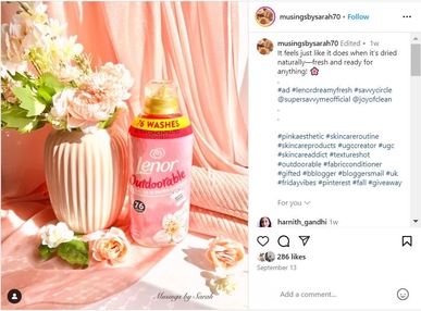 Lenor Outdoorable in a pink set up