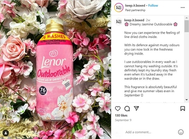 Lenor around pink flowers