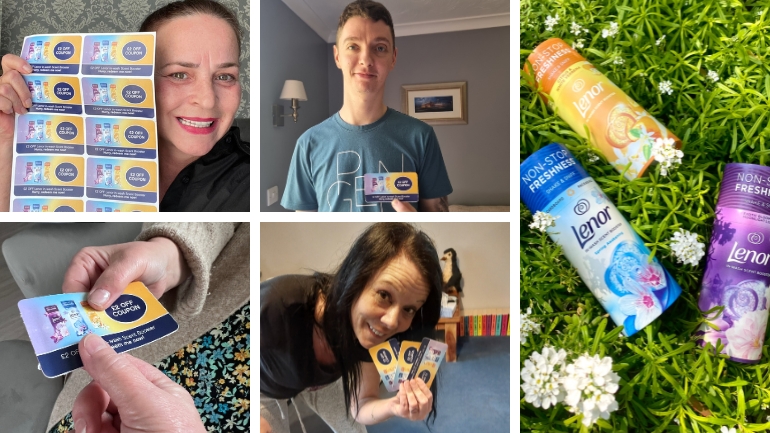 Participants handing out their Lenor in-wash Scent Booster money off coupons