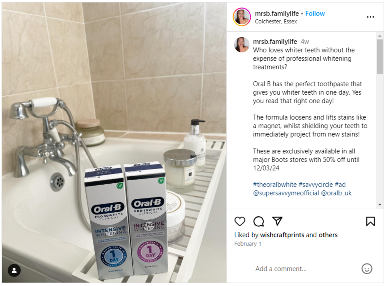 Oral-B tubes on a bath tray