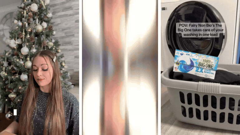 Montage of Fairy Non Bio's The Big One in action, tackling laundry